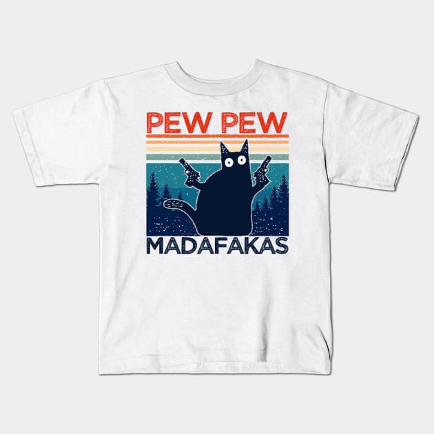 Pew Pew Cat Kids T-Shirt by CRE4TIX